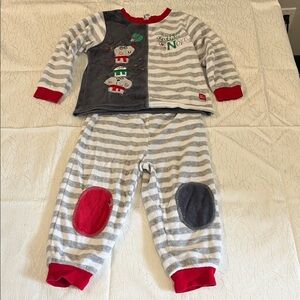 Festive Kids Pajama Set - Gray and Red